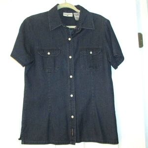Kathy Ireland Blue Jean Blouse Size Med